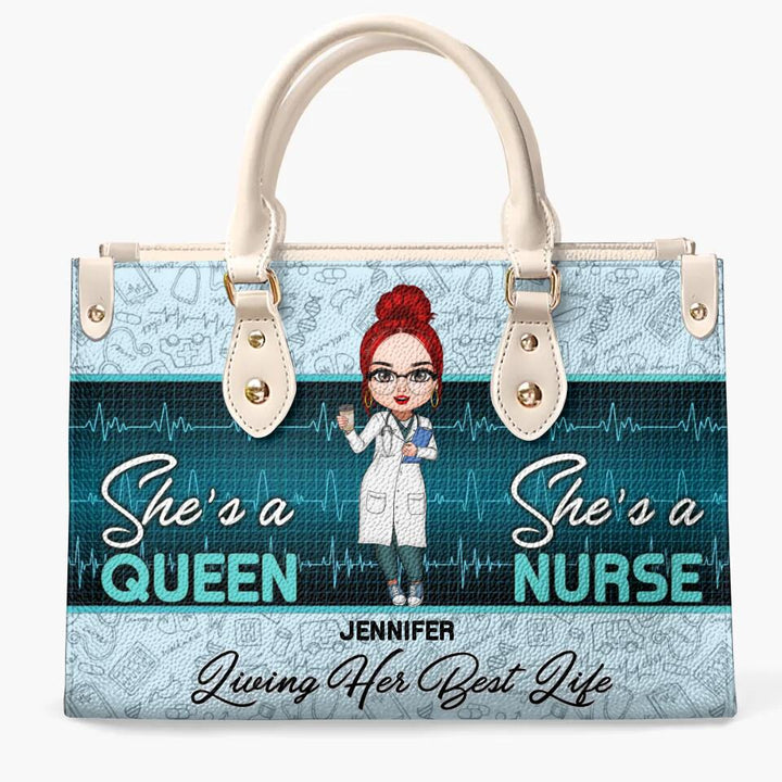 Personalized Leather Bag - Gift For Nurse - Living Her Best Life ARND018