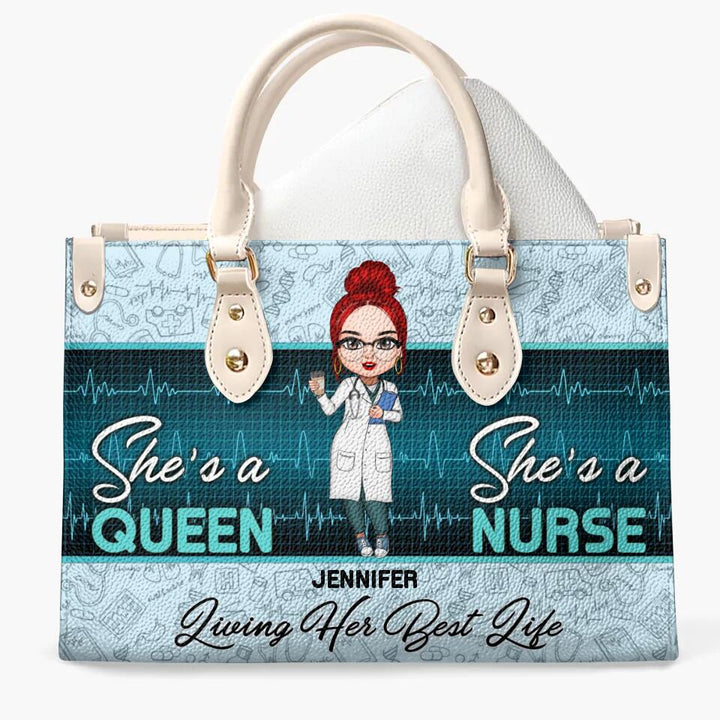 Personalized Leather Bag - Gift For Nurse - Living Her Best Life ARND018