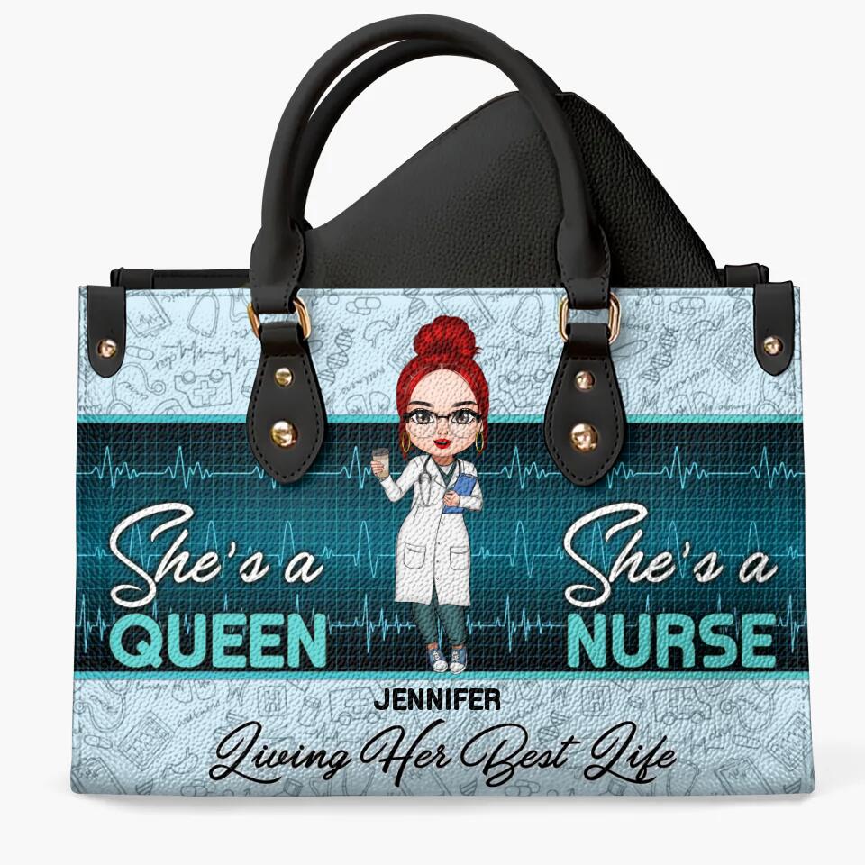 Personalized Leather Bag - Gift For Nurse - Living Her Best Life ARND018