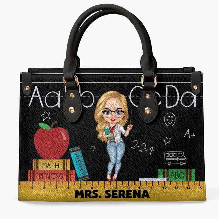 Personalized Leather Bag - Gift For Teacher - Blackboard And Chalk ARND018