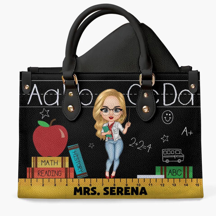 Personalized Leather Bag - Gift For Teacher - Blackboard And Chalk ARND018
