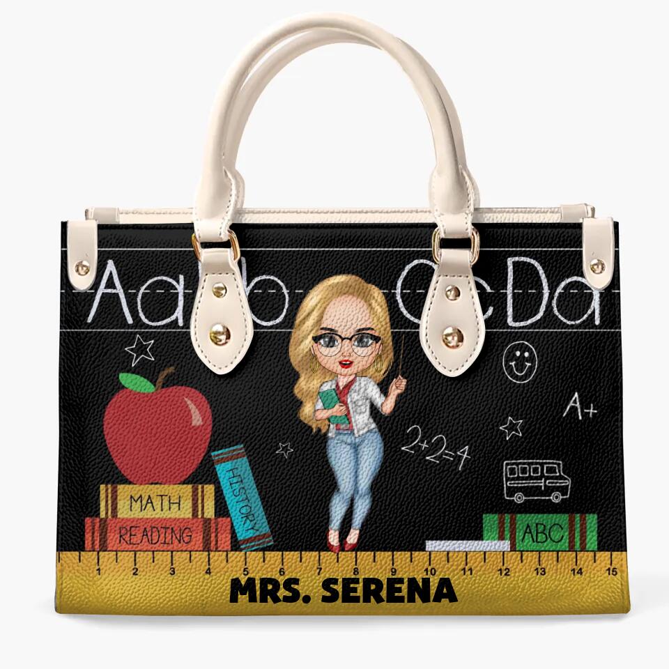 Personalized Leather Bag - Gift For Teacher - Blackboard And Chalk ARND018