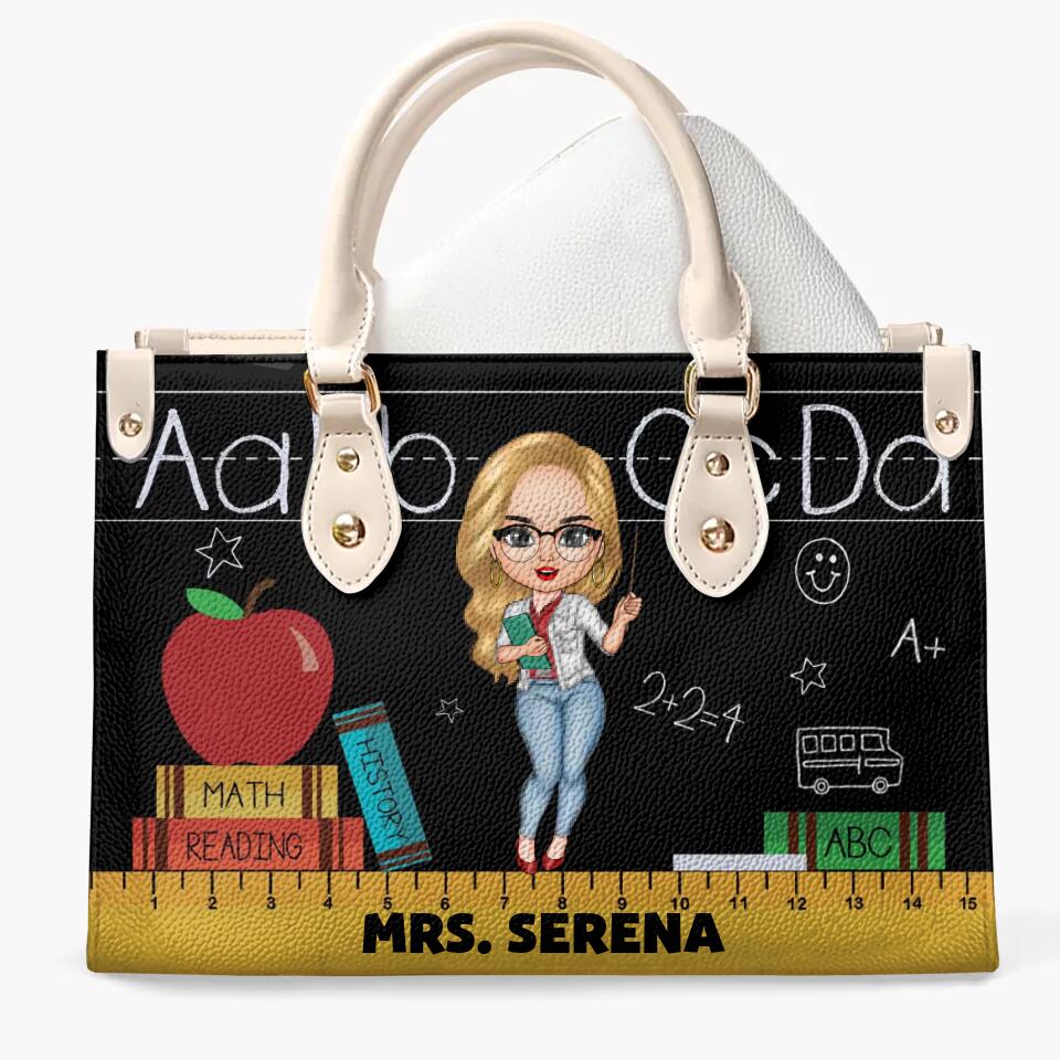 Personalized Leather Bag - Gift For Teacher - Blackboard And Chalk ARND018