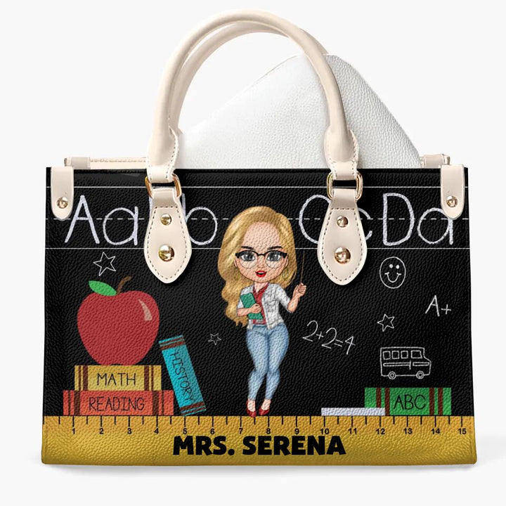Personalized Leather Bag - Gift For Teacher - Blackboard And Chalk ARND018