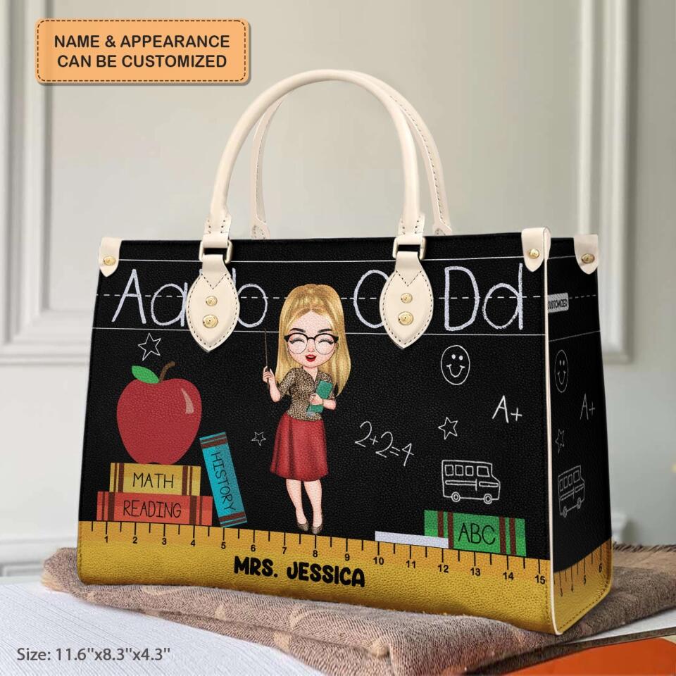 Personalized Leather Bag - Gift For Teacher - Blackboard And Chalk ARND018