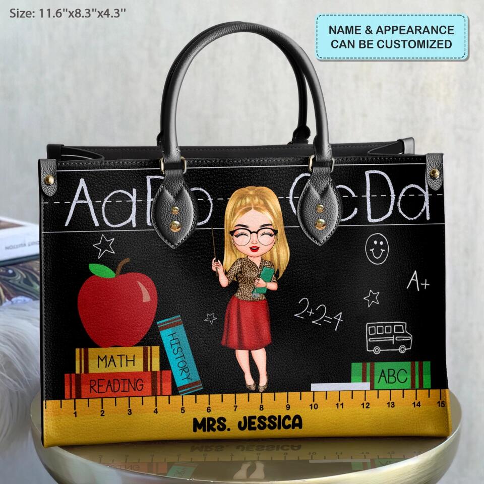 Personalized Leather Bag - Gift For Teacher - Blackboard And Chalk ARND018