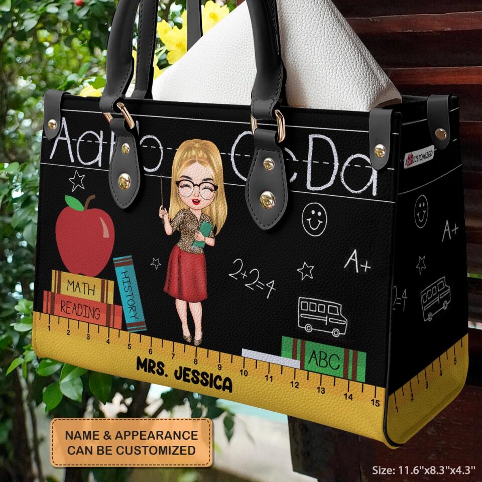 Personalized Leather Bag - Gift For Teacher - Blackboard And Chalk ARND018