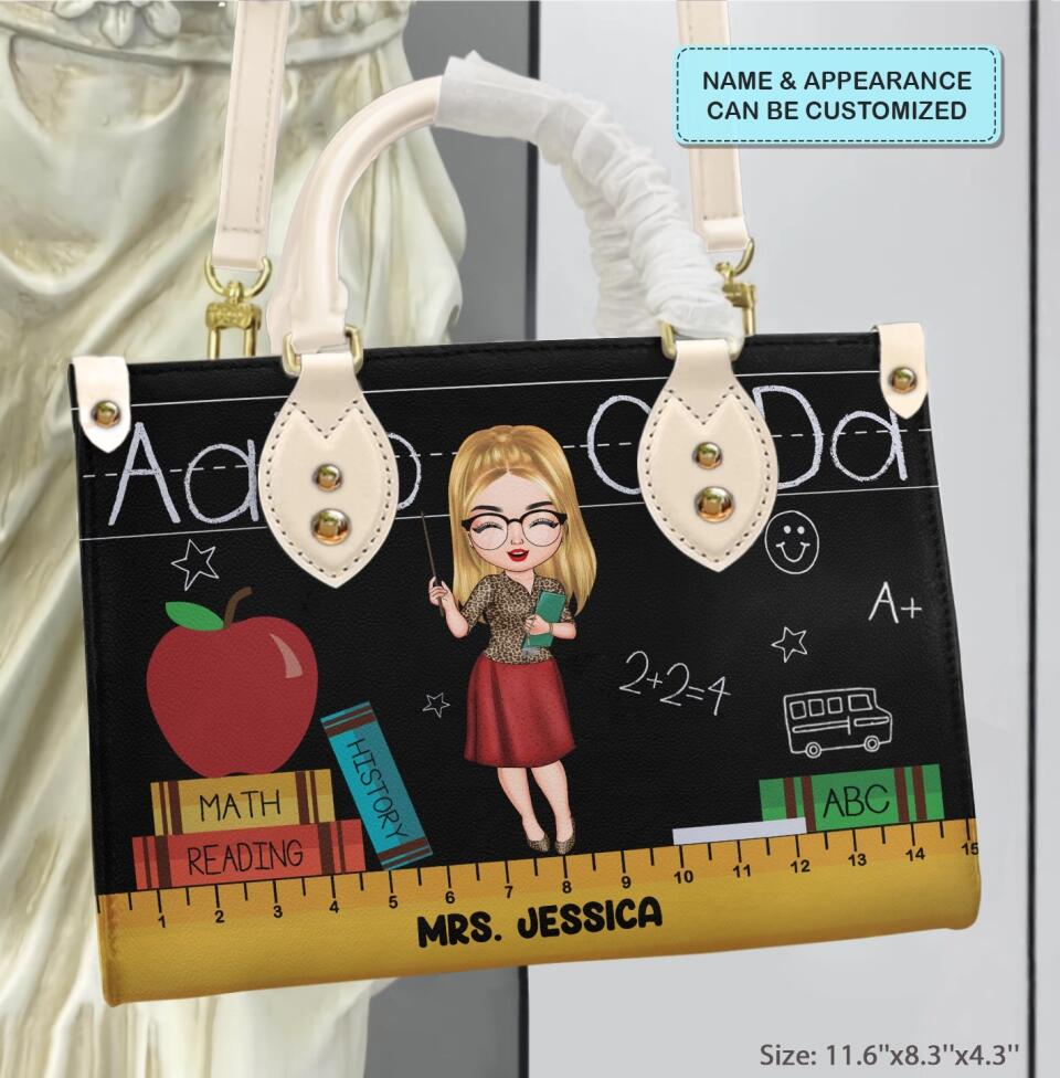 Personalized Leather Bag - Gift For Teacher - Blackboard And Chalk ARND018