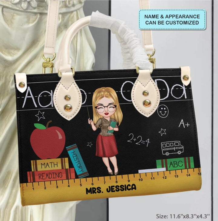 Personalized Leather Bag - Gift For Teacher - Blackboard And Chalk ARND018