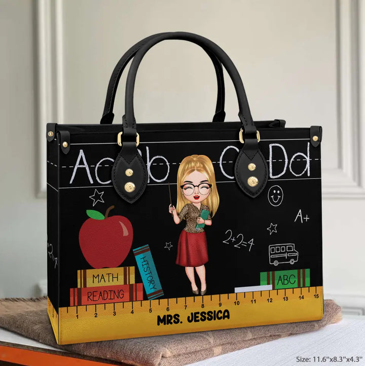 Personalized Leather Bag - Gift For Teacher - Blackboard And Chalk ARND018
