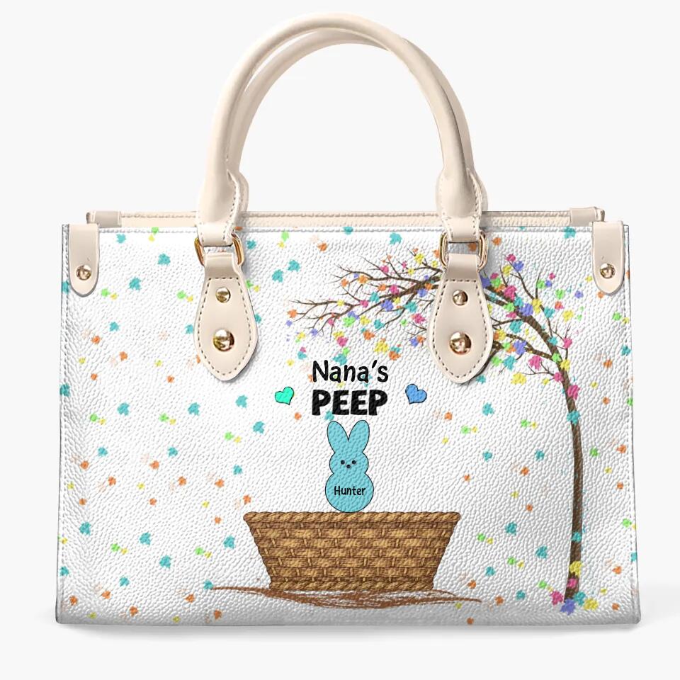Grandma's Peeps - Personalized Leather Bag - Easter Gift For Grandma & Mom