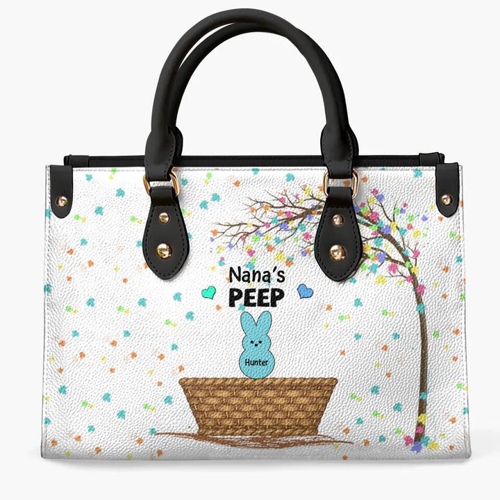 Grandma's Peeps - Personalized Leather Bag - Easter Gift For Grandma & Mom