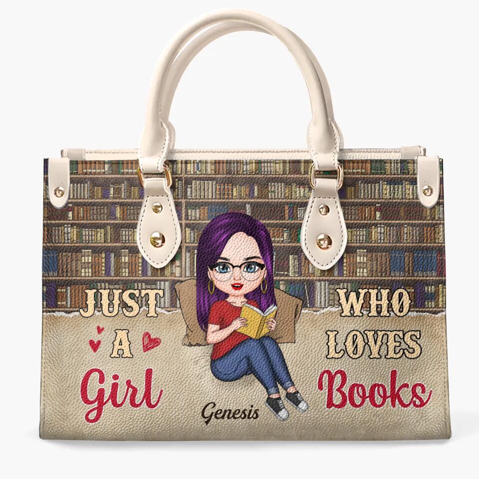 Personalized Leather Bag - Gift For Reading Lover - Just A Girl Who Loves Books ARND018