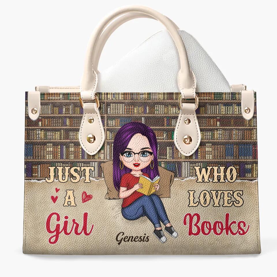 Personalized Leather Bag - Gift For Reading Lover - Just A Girl Who Loves Books ARND018