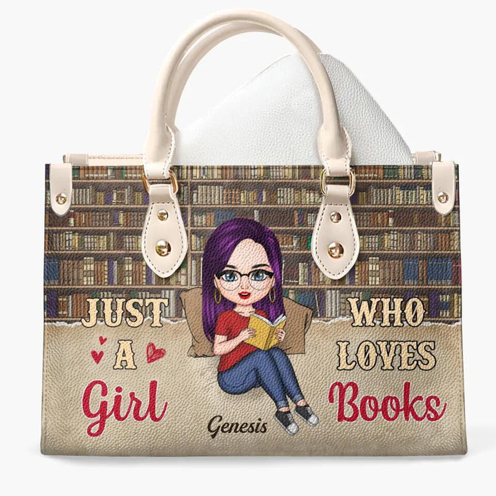 Personalized Leather Bag - Gift For Reading Lover - Just A Girl Who Loves Books ARND018