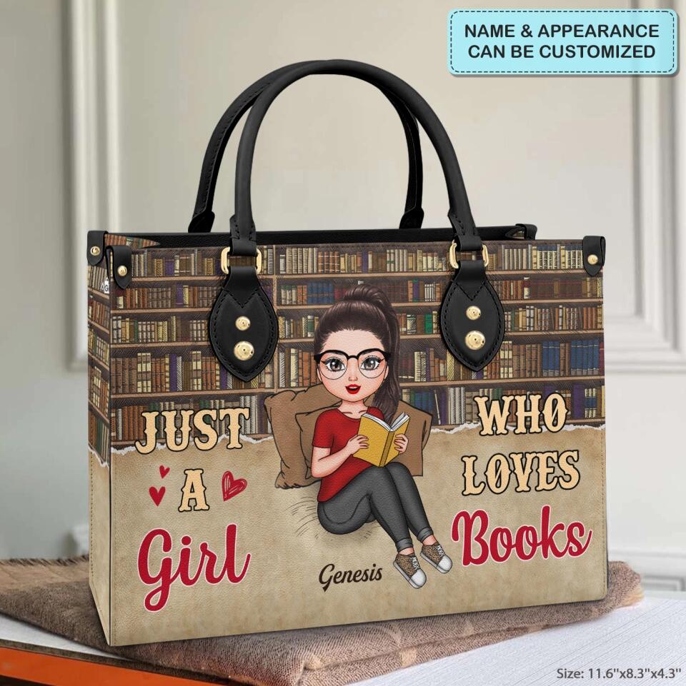 Personalized Leather Bag - Gift For Reading Lover - Just A Girl Who Loves Books ARND018