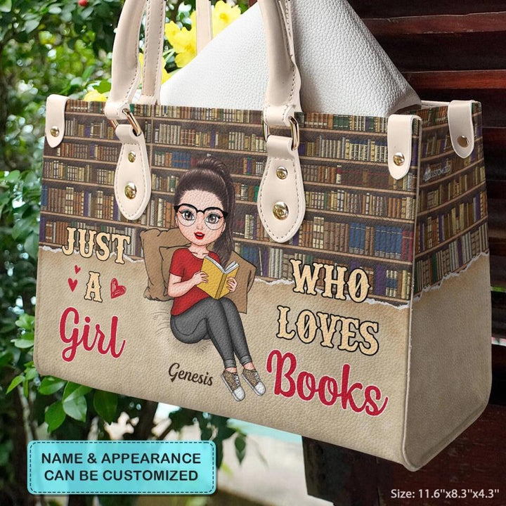 Personalized Leather Bag - Gift For Reading Lover - Just A Girl Who Loves Books ARND018