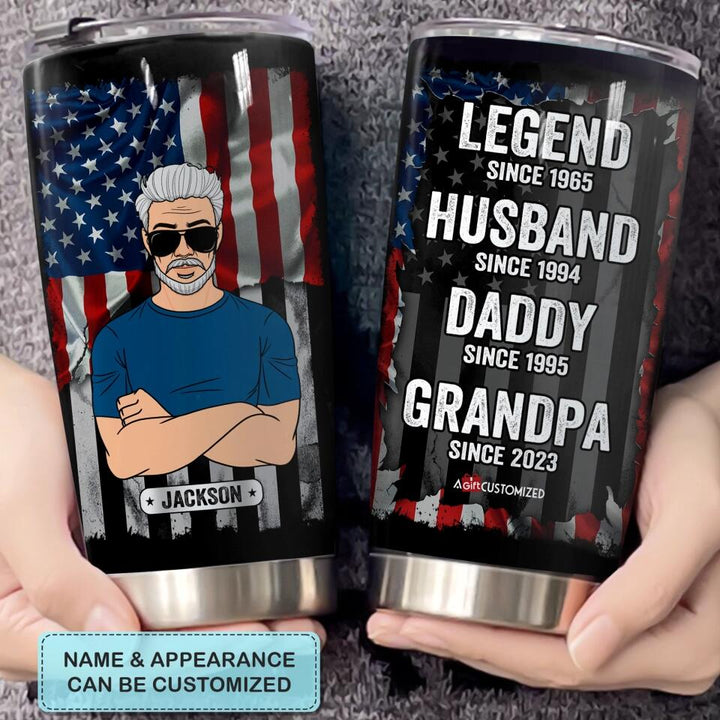 Legend Husband Daddy Since - Personalized Tumbler - Father's Day Gift