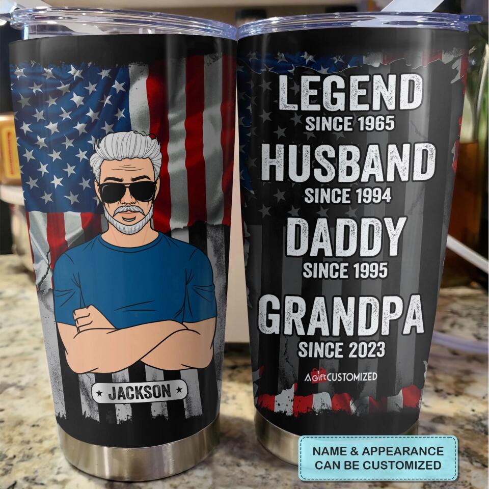 Legend Husband Daddy Since - Personalized Tumbler - Father's Day Gift