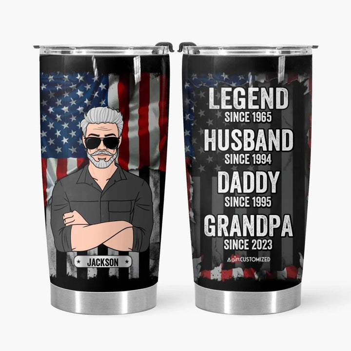 Legend Husband Daddy Since - Personalized Tumbler - Father's Day Gift