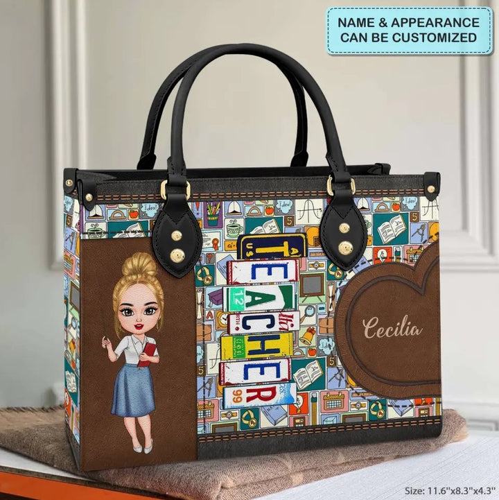 Personalized Leather Bag - Teacher's Day, Birthday, Mother's Day Gift For Teacher - Teacher Life ARND005