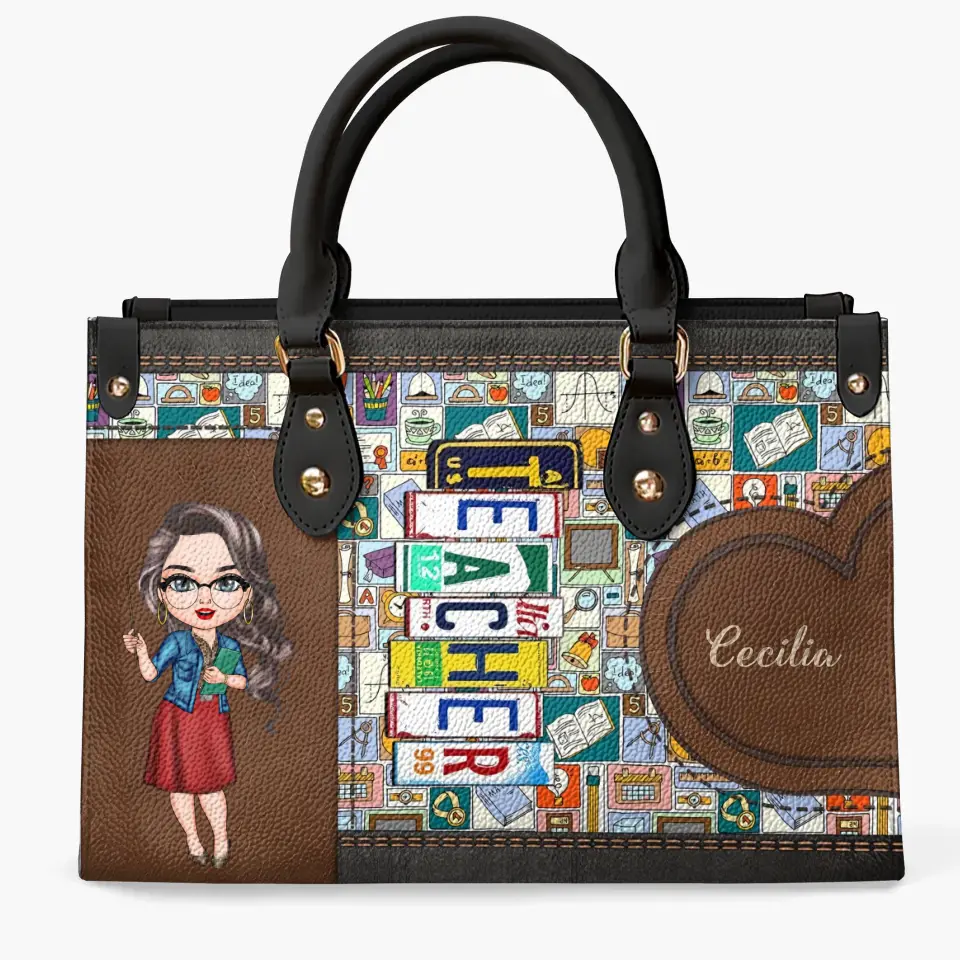 Personalized Leather Bag - Teacher's Day, Birthday, Mother's Day Gift For Teacher - Teacher Life ARND005