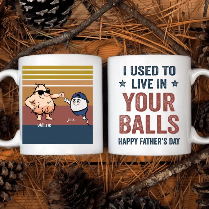 We Used To Live In Your Balls - Personalized White Mug - Father's Day Gift