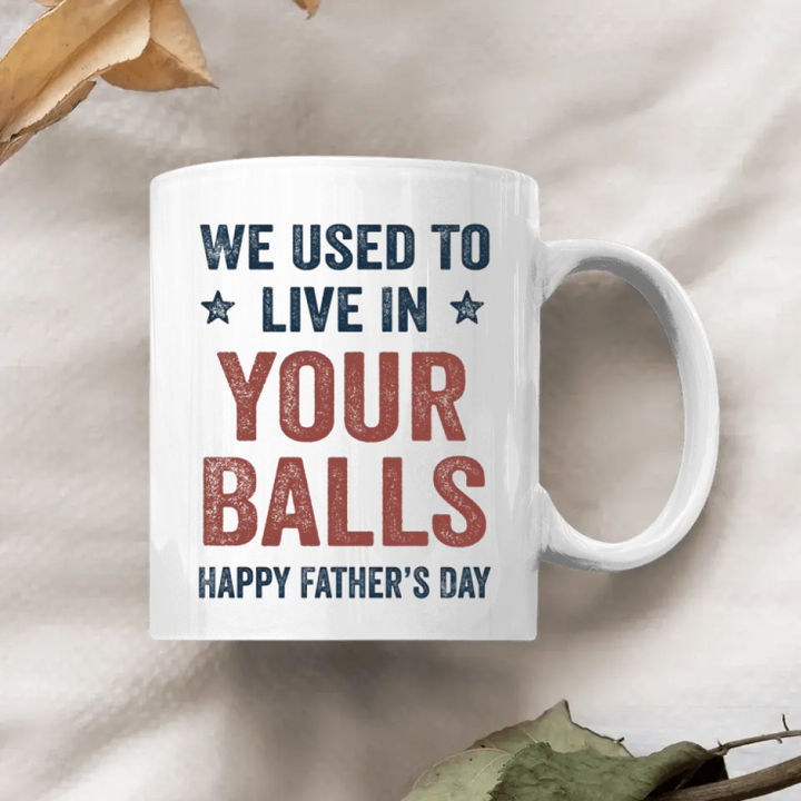 We Used To Live In Your Balls - Personalized White Mug - Father's Day Gift