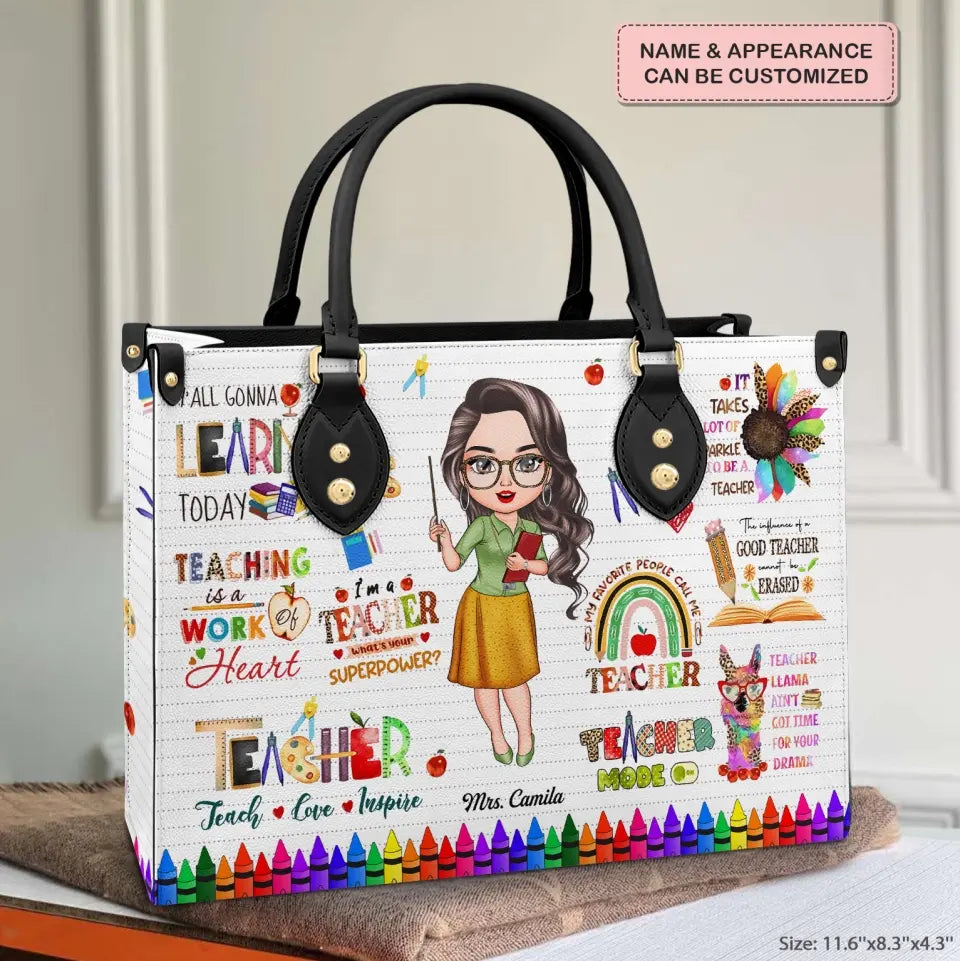 Personalized Leather Bag - Teacher's Day, Birthday Gift For Teacher - Teacher Mode On ARND018