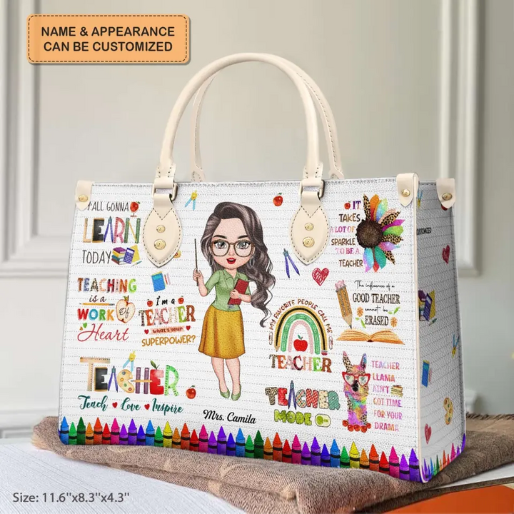 Personalized Leather Bag - Teacher's Day, Birthday Gift For Teacher - Teacher Mode On ARND018