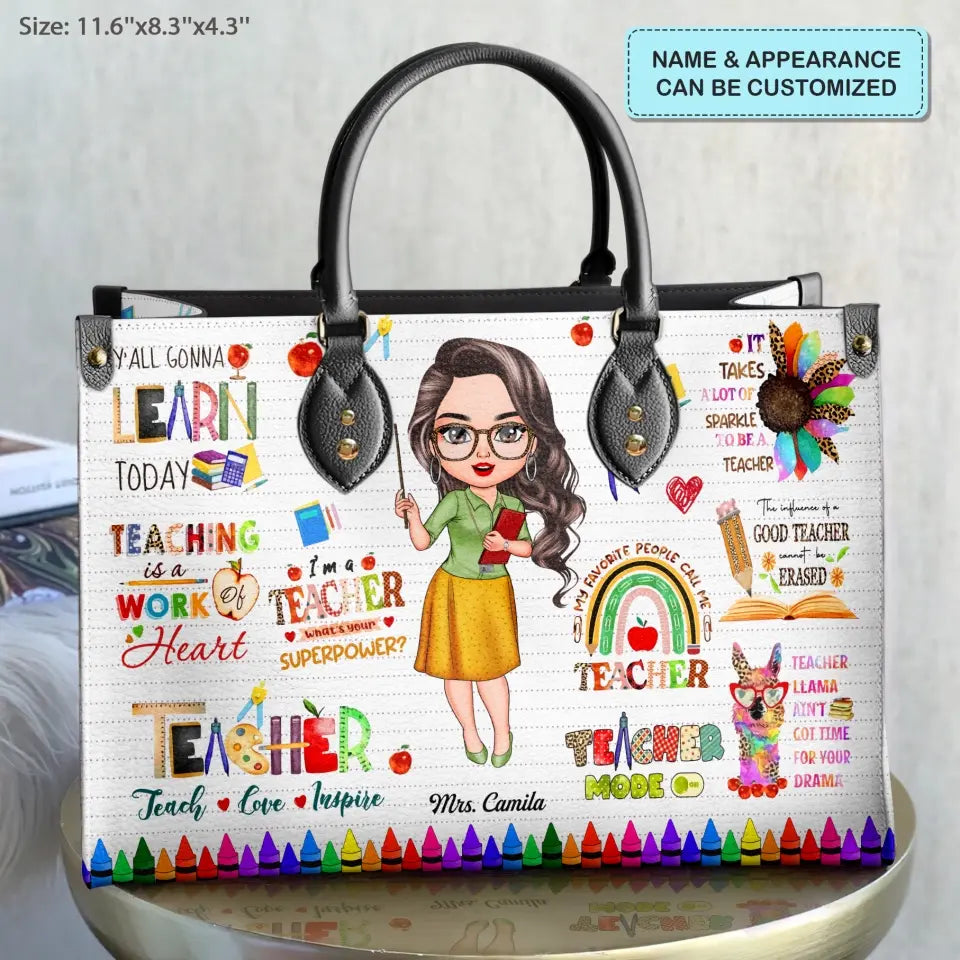 Personalized Leather Bag - Teacher's Day, Birthday Gift For Teacher - Teacher Mode On ARND018