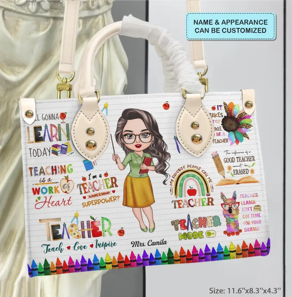 Personalized Leather Bag - Teacher's Day, Birthday Gift For Teacher - Teacher Mode On ARND018