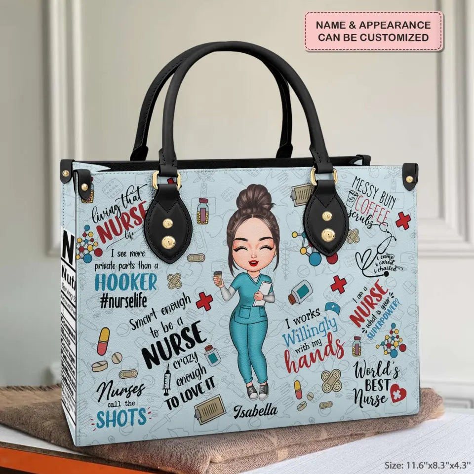Personalized Leather Bag - Birthday, Nurse's Day Gift For Nurse - I Work Willingly With My Hands ARND018