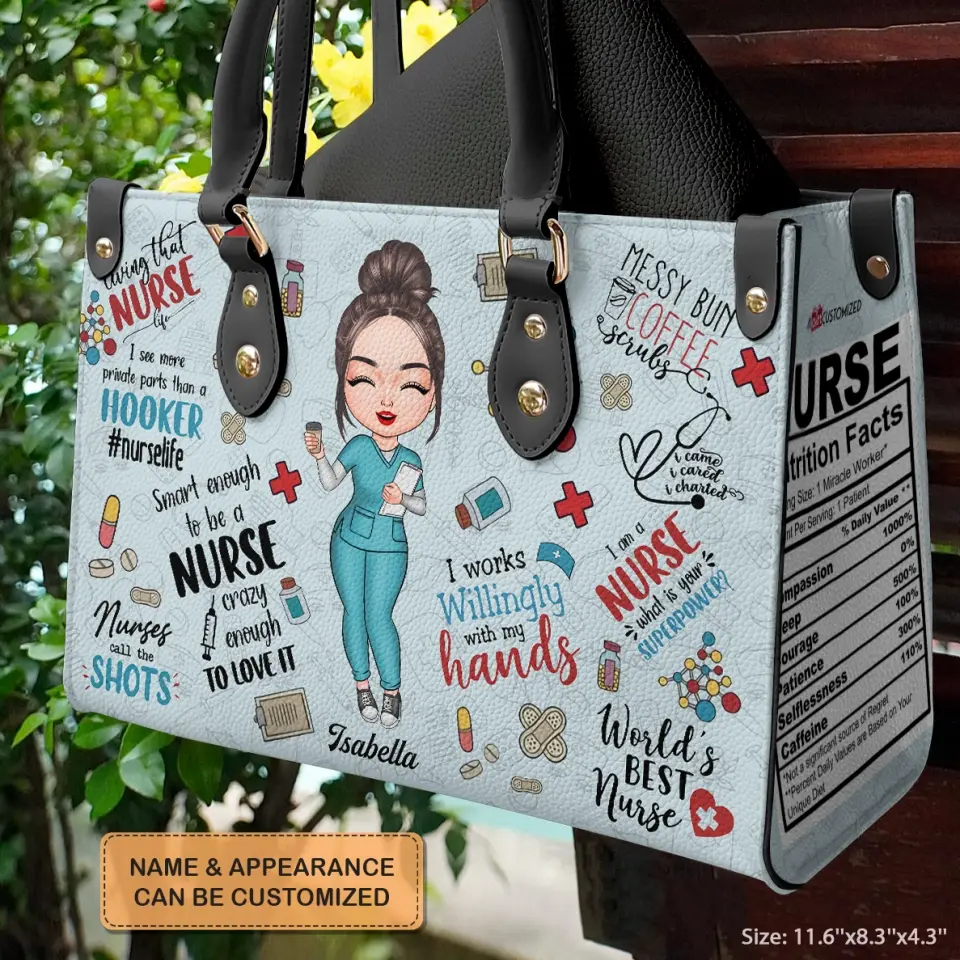 Personalized Leather Bag - Birthday, Nurse's Day Gift For Nurse - I Work Willingly With My Hands ARND018