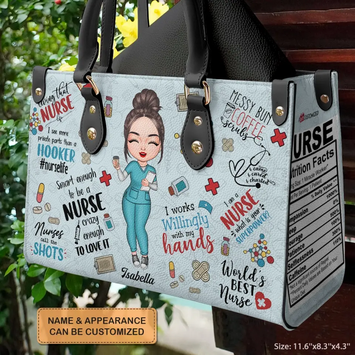 Personalized Leather Bag - Birthday, Nurse's Day Gift For Nurse - I Work Willingly With My Hands ARND018