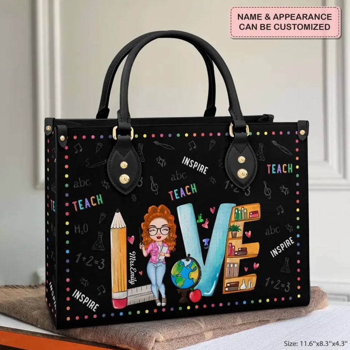 Personalized Leather Bag - Teacher's Day, Birthday Gift For Teacher - Teach Love Inspire ARND018
