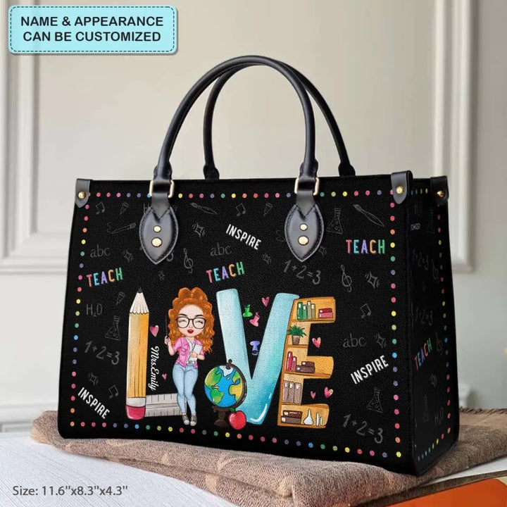 Personalized Leather Bag - Teacher's Day, Birthday Gift For Teacher - Teach Love Inspire ARND018