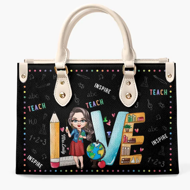 Personalized Leather Bag - Teacher's Day, Birthday Gift For Teacher - Teach Love Inspire ARND018