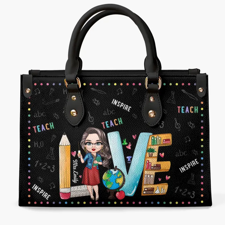 Personalized Leather Bag - Teacher's Day, Birthday Gift For Teacher - Teach Love Inspire ARND018
