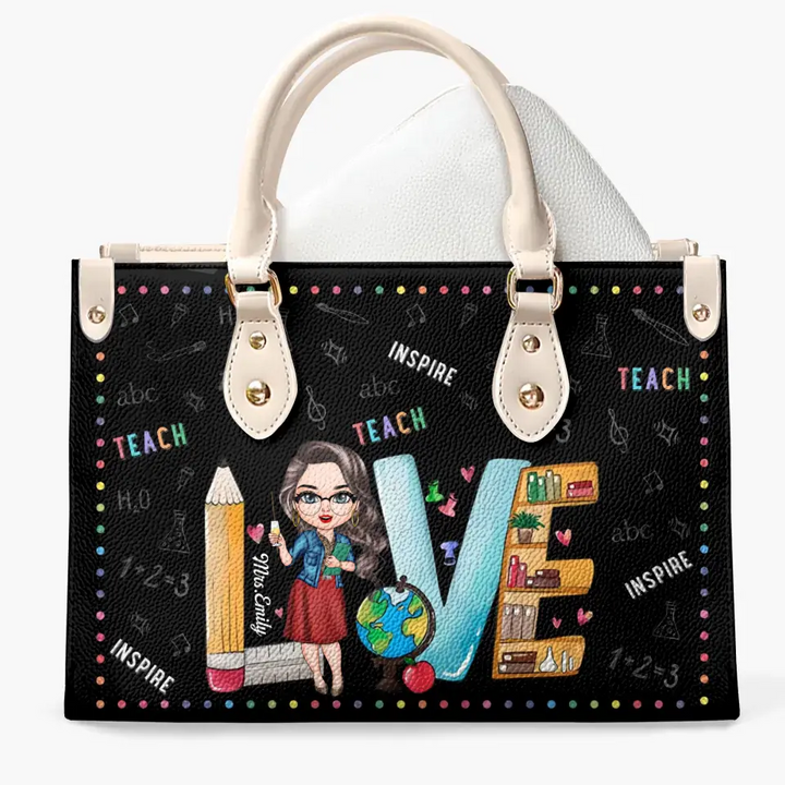 Personalized Leather Bag - Teacher's Day, Birthday Gift For Teacher - Teach Love Inspire ARND018