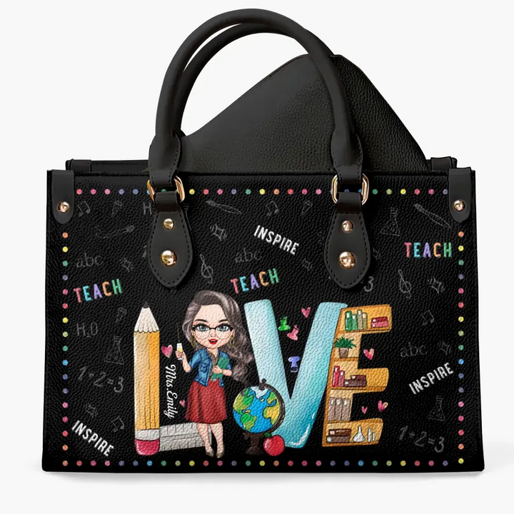 Personalized Leather Bag - Teacher's Day, Birthday Gift For Teacher - Teach Love Inspire ARND018