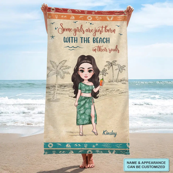 Personalized Beach Towel - Born With The Beach In Their Souls