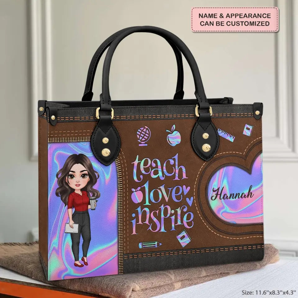 Personalized Leather Bag - Teacher's Day, Birthday Gift For Teacher - Love Being A Teacher ARND005