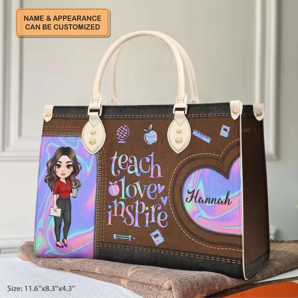 Personalized Leather Bag - Teacher's Day, Birthday Gift For Teacher - Love Being A Teacher ARND005