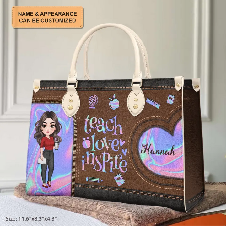 Personalized Leather Bag - Teacher's Day, Birthday Gift For Teacher - Love Being A Teacher ARND005