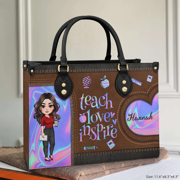 Personalized Leather Bag - Teacher's Day, Birthday Gift For Teacher - Love Being A Teacher ARND005