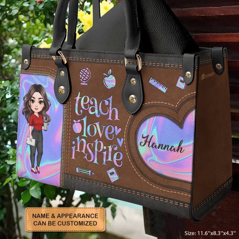 Personalized Leather Bag - Teacher's Day, Birthday Gift For Teacher - Love Being A Teacher ARND005