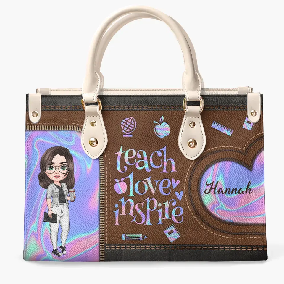 Personalized Leather Bag - Teacher's Day, Birthday Gift For Teacher - Love Being A Teacher ARND005