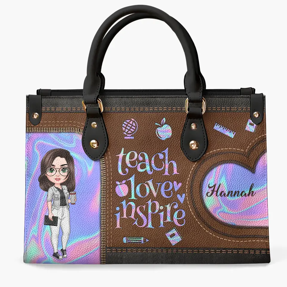 Personalized Leather Bag - Teacher's Day, Birthday Gift For Teacher - Love Being A Teacher ARND005
