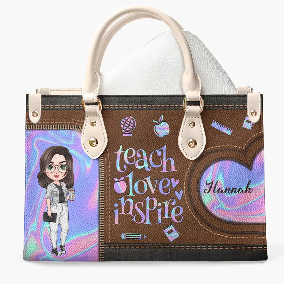 Personalized Leather Bag - Teacher's Day, Birthday Gift For Teacher - Love Being A Teacher ARND005